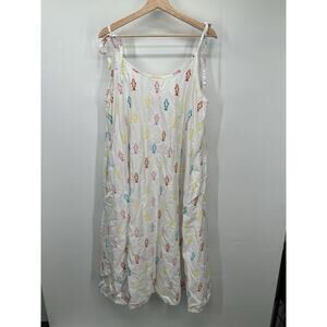 Solid&Striped Stella Embroidered Fish Midi Cover Up Dress Coastal White XL